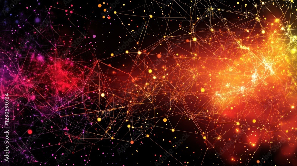 Poster abstract network connections illuminated in vivid colors