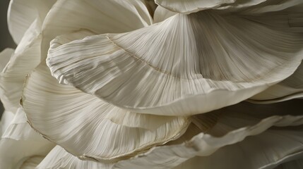 Abstract Beige Cream Paper Texture Background, Closeup of Layered  Pleats, Elegant  Organic Design