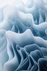 Obraz premium Abstract blue layered paper waves, studio shot, texture background, design element