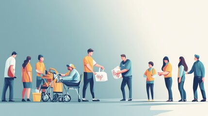 Volunteer help abstract concept vector illustration set. Social assistance, care of the disabled, social work, home nursing, caregiver support, disability care, low income, charity abstract metaphor.