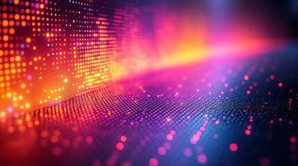 Vibrant abstract digital background with colorful dots creating a glowing wave effect