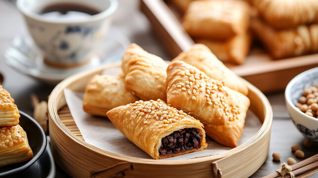 Chinese bean pastry types, red bean paste pastry, mung bean pastry, Chinese desserts, bean paste filling, traditional Chinese sweets, regional Chinese pastries. Chinese bean pastri