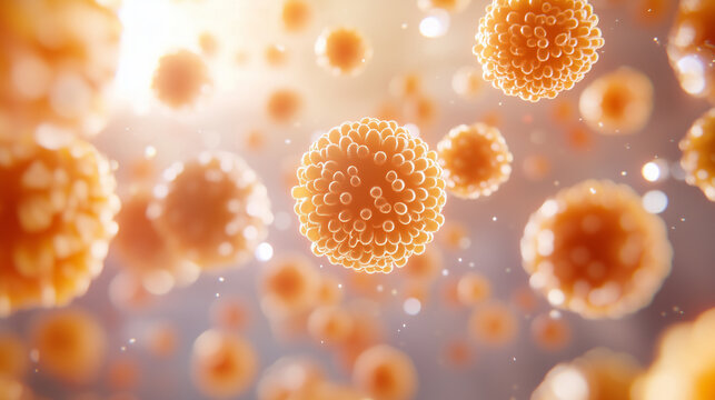 COVID-19 outbreak, 3D virus illustration, influenza virus cells, coronavirus floating cells, 2019-nCoV, pandemic banner design, virus cell illustration. This 3D banner illustration