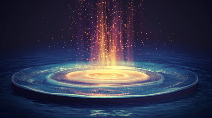 A UFO with a brightly glowing central part descend_002