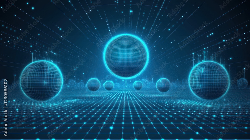 Poster abstract digital globes network connection