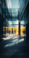 Fototapeta premium Modern Architecture Corridor with Sunlight