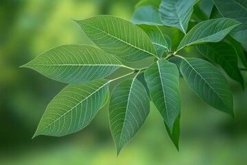 Close-Up Green Leaves on Branch