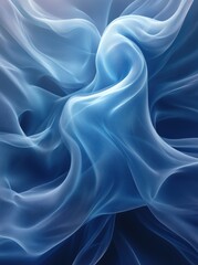 Obraz premium Abstract blue fabric swirl, dark background, design element