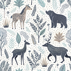 Obraz premium seamless pattern with wild animals