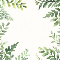 Frame of  Fern Leaf, with minimal details and a simple illustration. Floristic design elements for floristics, Greeting card, Floral print, Plant painted background