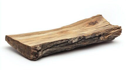 A piece of wood with a cornered edge. It is isolated on white background.