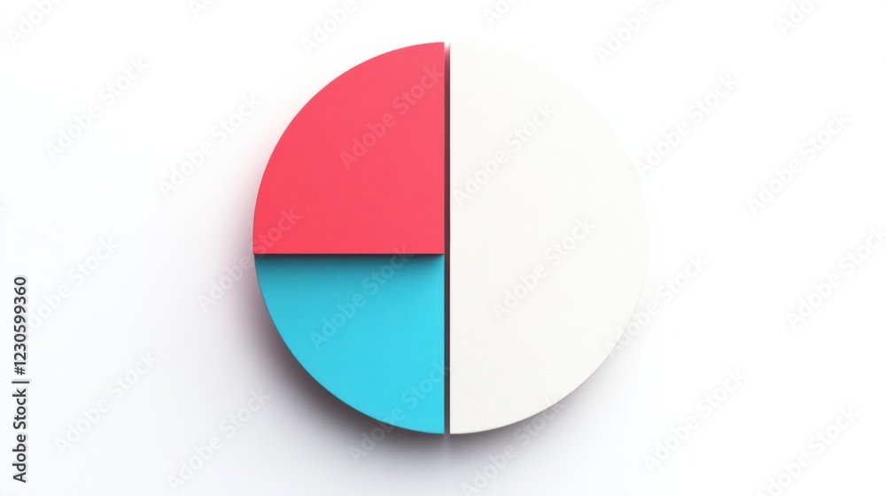 Poster colorful pie chart representing data distribution with bright segments and white background creating