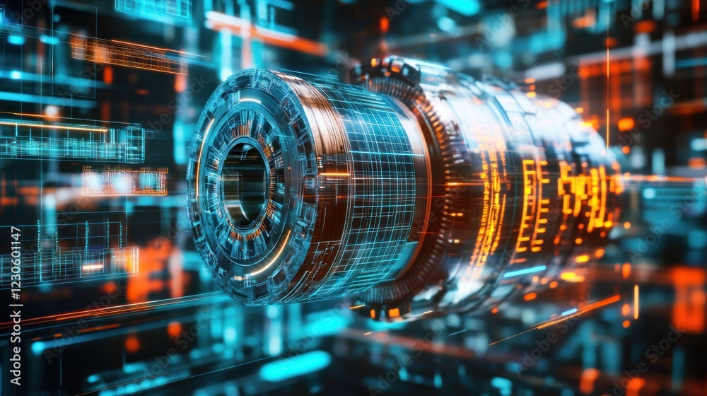 Aufkleber Futuristic Technology Engine Rotating In Cyberspace