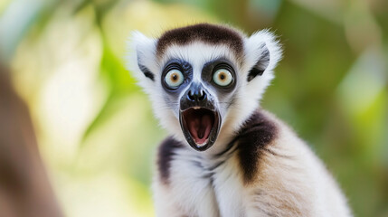 Fototapeta premium Laughing Lemurs: The Endearing Creatures Stealing Hearts with Their Playful Nature and Unique Calls. laughing lemurs, exotic wildlife, playful nature, animal calls, lemur facts, wi