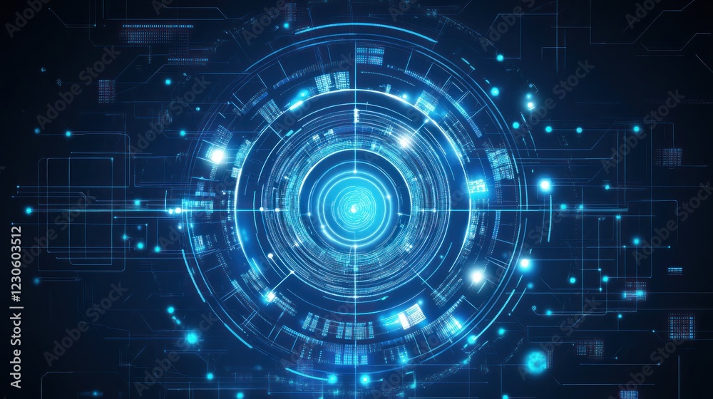 Poster Abstract Digital Technology Circular Interface Design