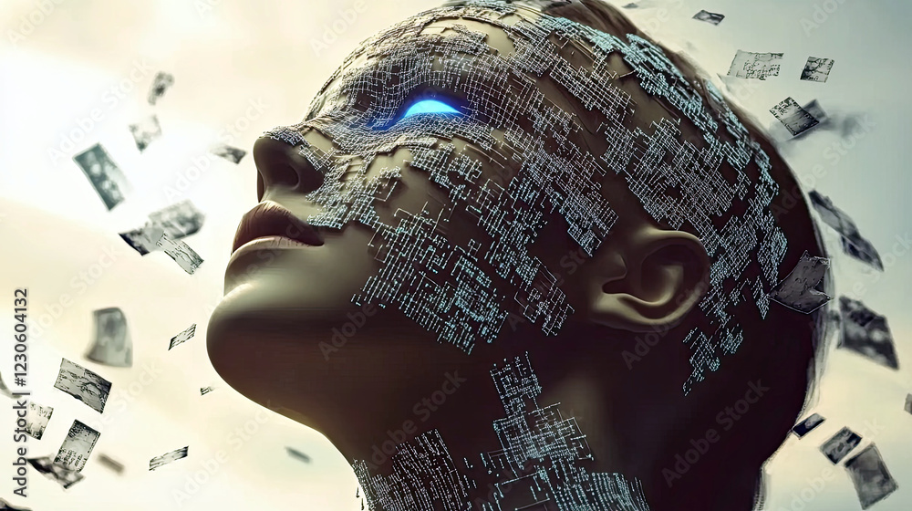Poster futuristic ai design with glowing circuitry