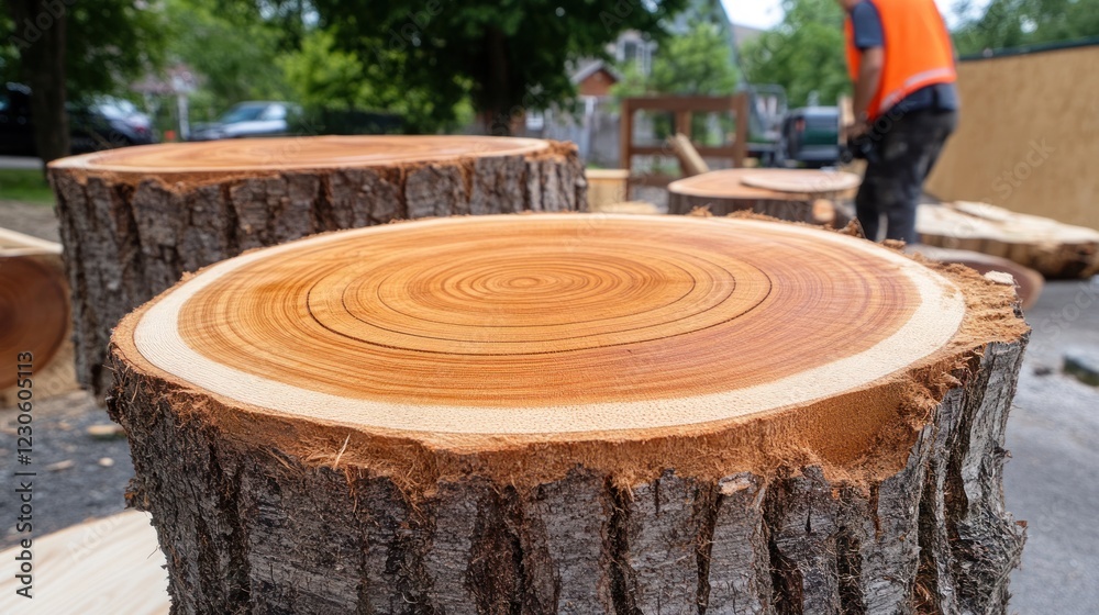 Poster Tree Trunk Cross Sections Showing Growth Rings