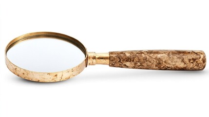 Vintage Magnifying Glass with Gold Frame and Decorative Handle