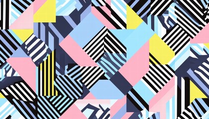 Fototapeta premium Abstract geometric pattern with overlapping polygons, neon and pastel colors, futuristic and clean design