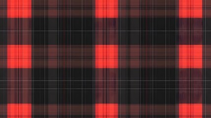 Fototapeta premium Seamless Red and Black Plaid Pattern Texture Background
