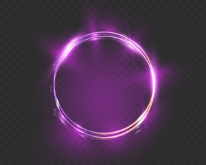 Purple  glowing circle on dark background, featuring a circle, rectangle, and vertical rectangle with light flares and soft gradients. Elegant futuristic light effects suitable.	