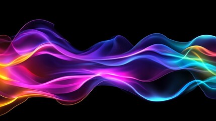 Vibrant abstract waves of color flowing gracefully in a dark background, creating a dynamic visual effect