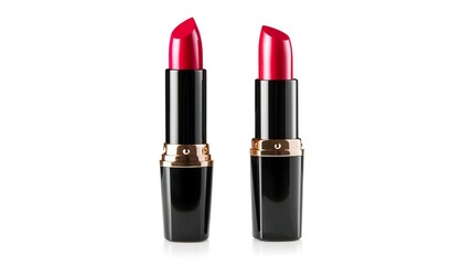Fototapeta premium Vibrant Red Lipsticks on White Background for Beauty and Fashion