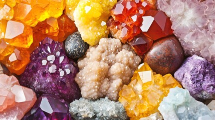 Vibrant Gemstone Collection,  Colorful Crystals and Minerals Background