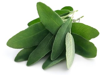 Obraz premium Fresh Sage Leaves Bundle Closeup Studio Shot