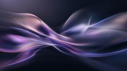 Fototapeta premium Abstract digital art piece with a dark background. it features a wave-like shape that appears to be made up of multiple layers of different shades of purple and pink.
