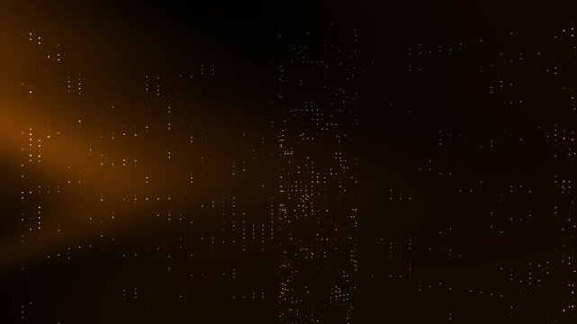 Dark brown gradient golden particle dispersion on background