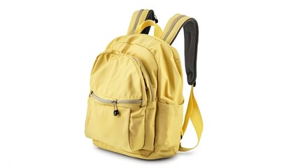 Fototapeta premium Bright Yellow Backpack with Comfortable Straps and Zipper Pockets