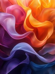 Fototapeta premium Colorful fabrics flow, background blurred, possible wallpaper