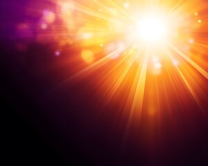 Fototapeta premium Vibrant Sunburst Explosion Background, Golden Rays and Bokeh Lights