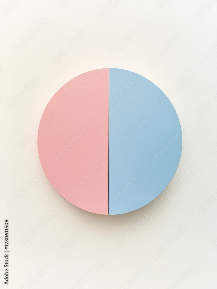 Aufkleber circular wall art split in two colors showcasing a delicate balance between pink and blue hues in a 