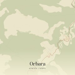 Obraz premium Retro Spanish map of Orbara, Comunidad Foral de Navarra. Vintage street map.