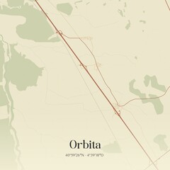 Retro Spanish map of Orbita, Castilla y Le�n. Vintage street map. © Rezona