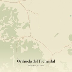 Obraz premium Retro Spanish map of Orihuela del Tremedal, Arag�n. Vintage street map.
