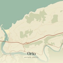 Fototapeta premium Retro Spanish map of Orio, Pa�s Vasco. Vintage street map.