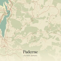 Retro Spanish map of Paderne, Galicia. Vintage street map.