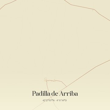 Fototapeta Retro Spanish map of Padilla de Arriba, Castilla y Le�n. Vintage street map.