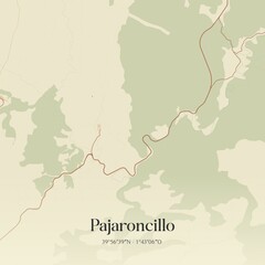 Retro Spanish map of Pajaroncillo, Castilla-La Mancha. Vintage street map.