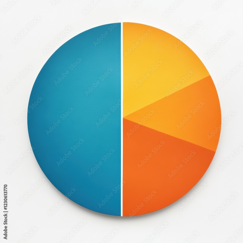 Aufkleber Colorful circular design split into blue and orange sections with geometric shapes representing balance and contrast. Generative AI