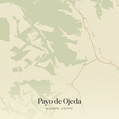 Retro Spanish map of Payo de Ojeda, Castilla y Le�n. Vintage street map.