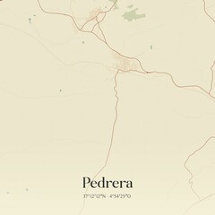 Fototapeta premium Retro Spanish map of Pedrera, Andaluc�a. Vintage street map.