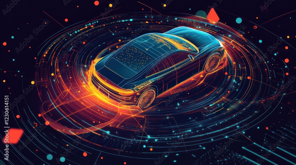 Poster futuristic car design digital visualization abstract art
