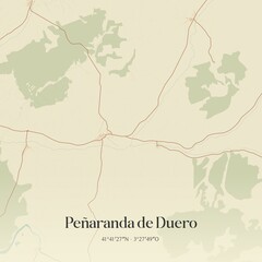 Obraz premium Retro Spanish map of Pe�aranda de Duero, Castilla y Le�n. Vintage street map.