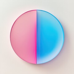 Colorful circular design divided into pink and blue halves showcasing modern artistic expression. Generative AI