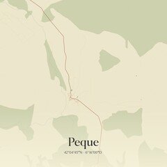 Obraz premium Retro Spanish map of Peque, Castilla y Le�n. Vintage street map.