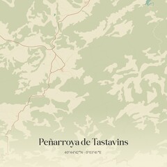 Retro Spanish map of Pe�arroya de Tastavins, Arag�n. Vintage street map.
